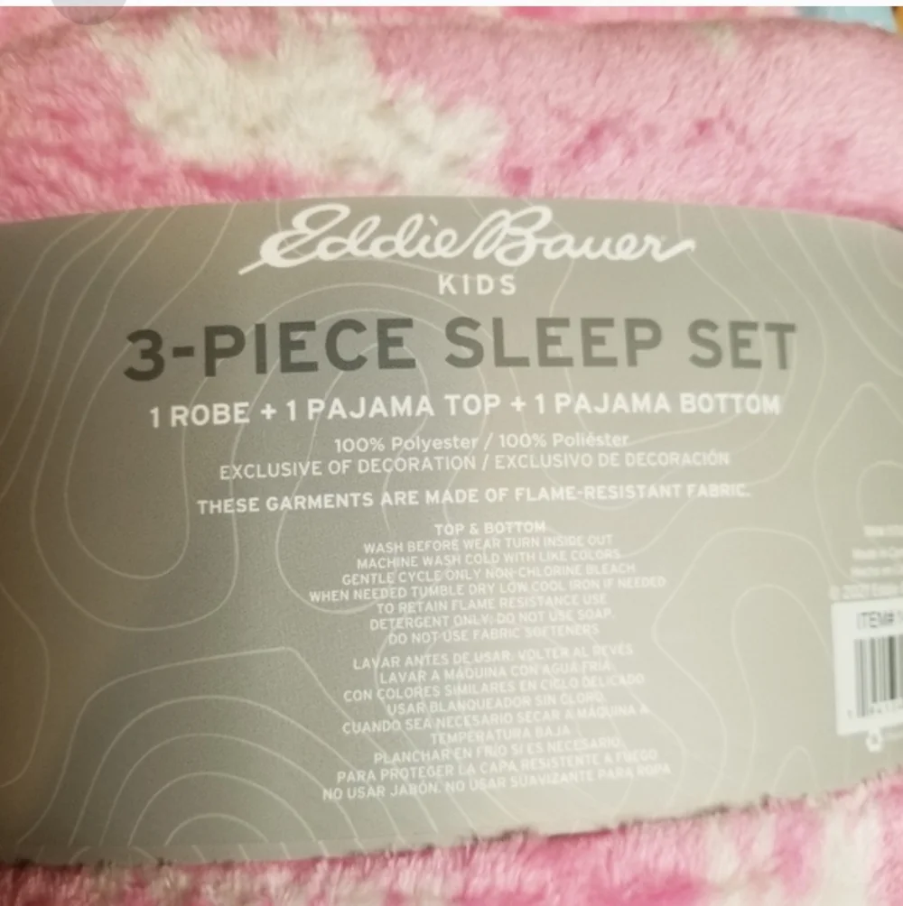 Eddie Bauer Pajama 3 Piece Sleep Set Robe Long Sleeves